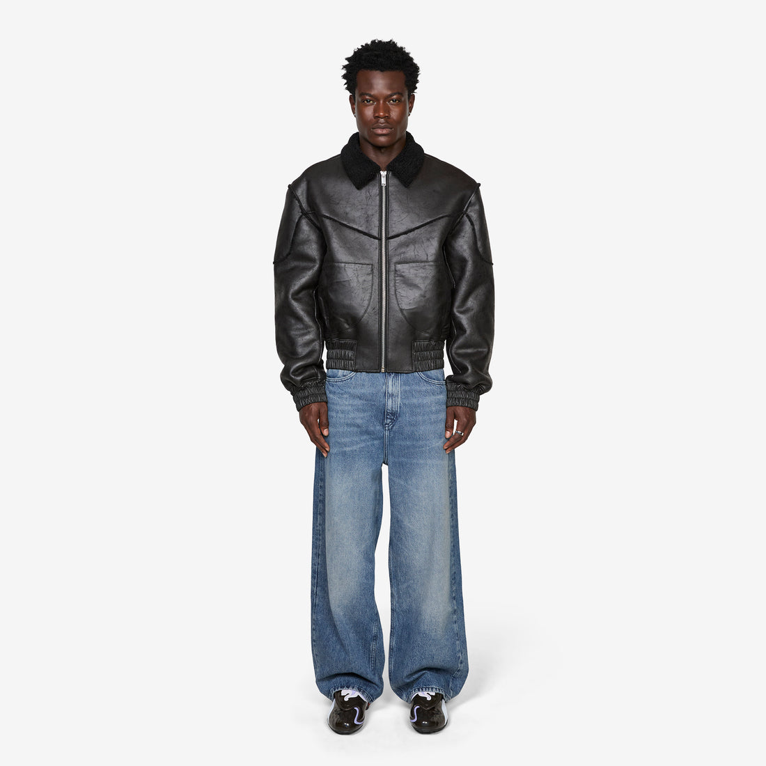 Faux Shearling Boxy Jacket Black Jackets