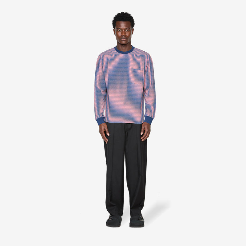 Longsleeve Pocket T-Shirt Indigo Stripe Red Tees