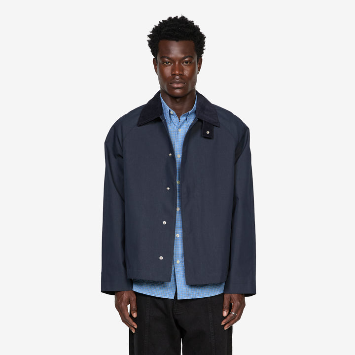 Short Raglan Coat Navy Front