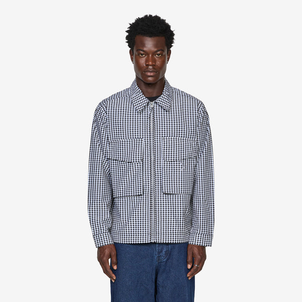 Gingham Boxer Overshirt Black | Off White – Above The Clouds