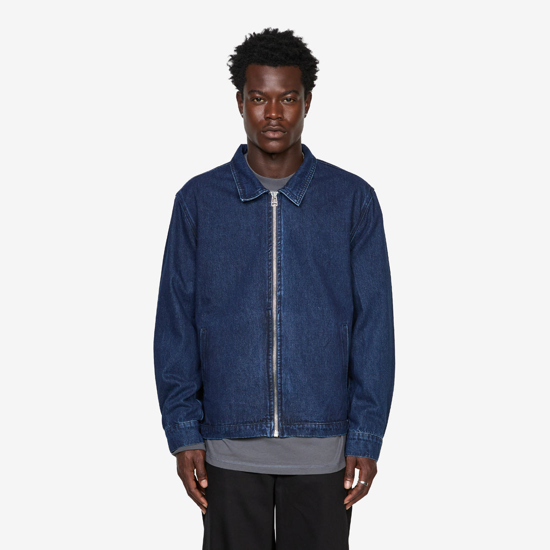 Denim Full Zip Jacket Rinsed Denim Jackets