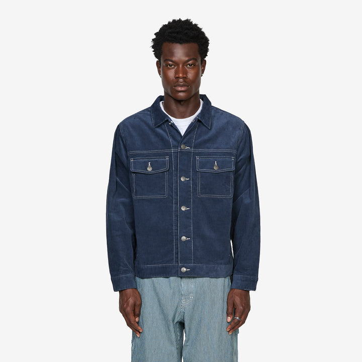 Corduroy Trucker Jacket Navy Front