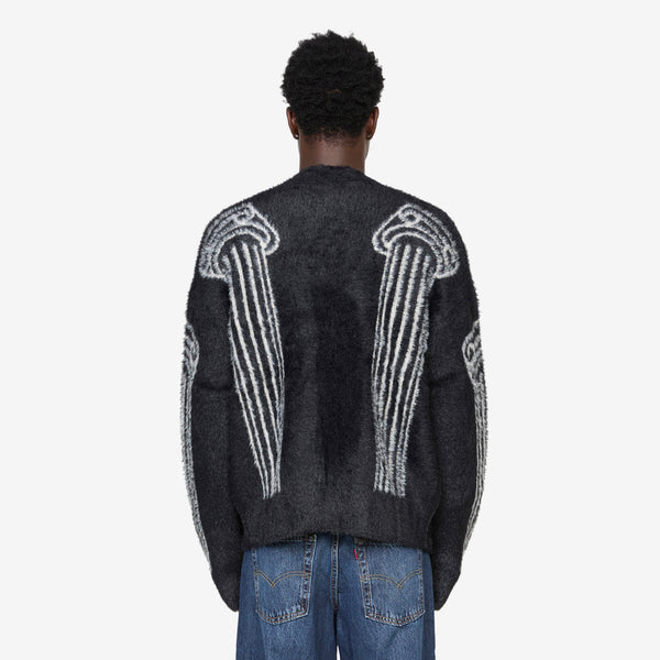 Oversized Chenille Column Knit Cardigan Black Jumpers