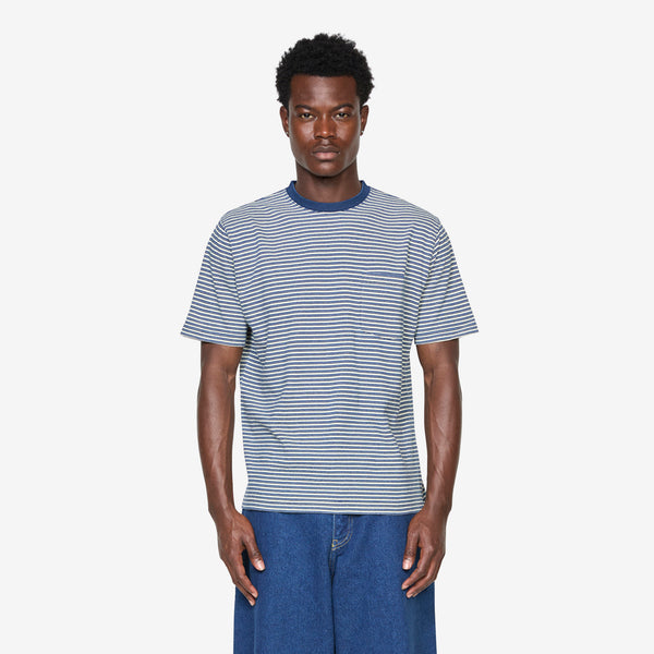 Pocket T-Shirt Indigo Stripe Off White Tees