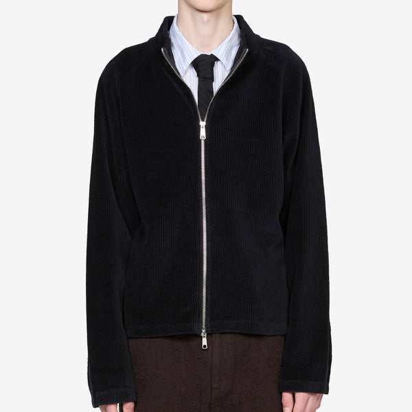 Leisure Zip Up Black Jersey Cord Jumpers