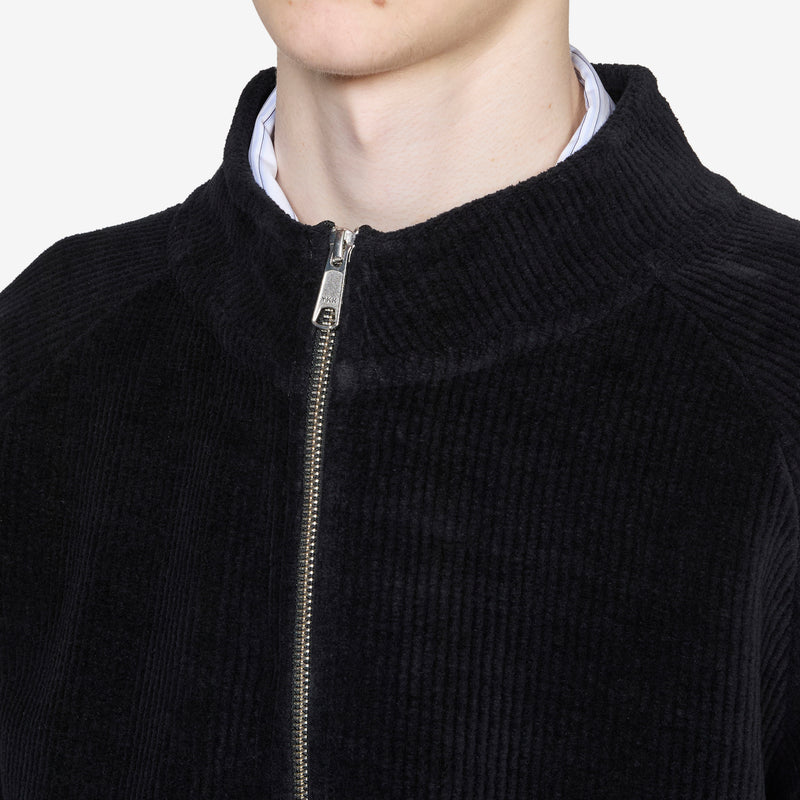 Leisure Zip Up Black Jersey Cord Jumpers