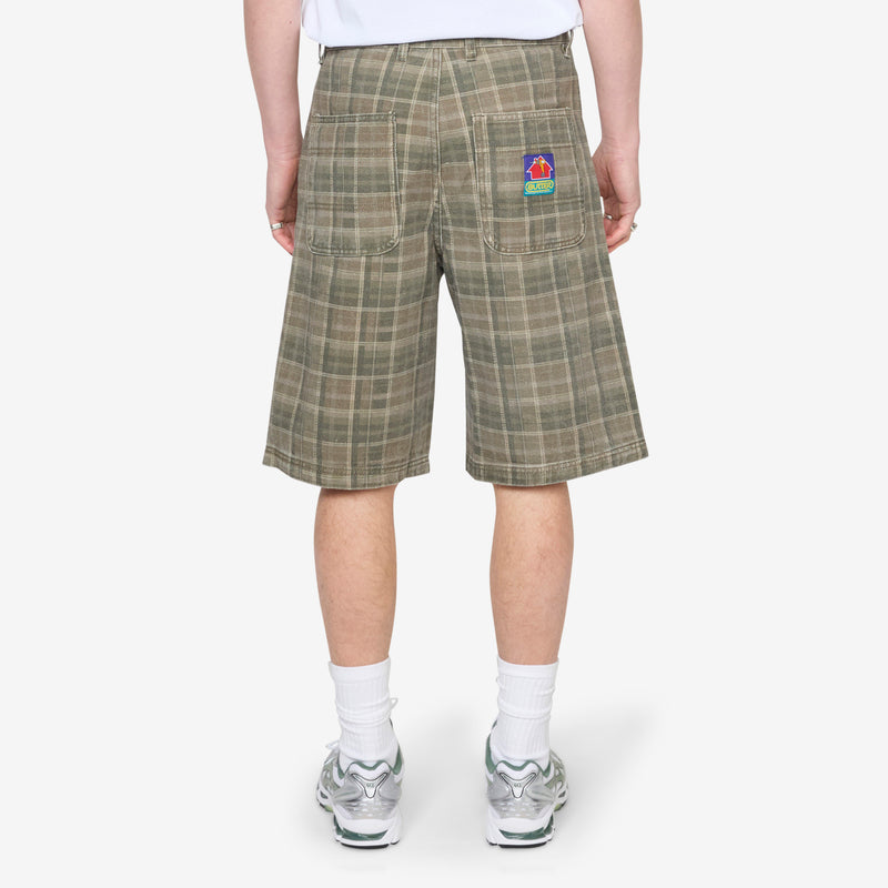 Work Shorts Washed Plaid Shorts
