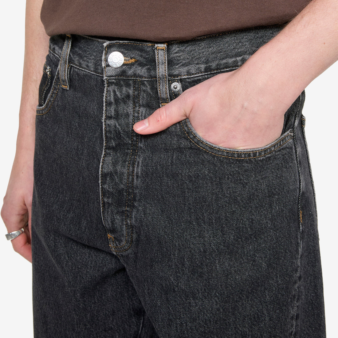 Wide Twist Jeans Black Stone Pants