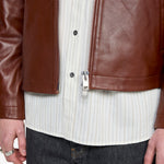 Short Leather Jacket Cognac