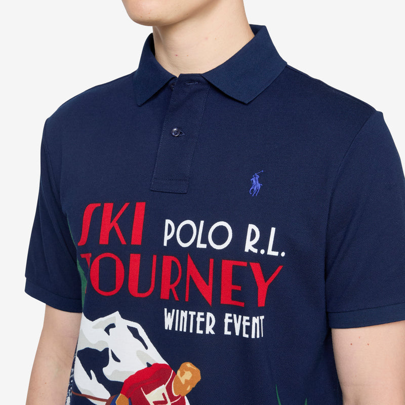 Skier Print Polo Shirt RL Navy Multi Shirts