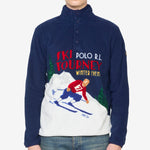 Skier Print Brushed Fleece Pullover RL Navy Multi