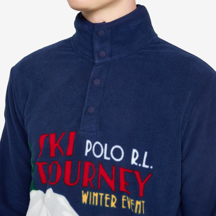 Skier Print Brushed Fleece Pullover RL Navy Multi