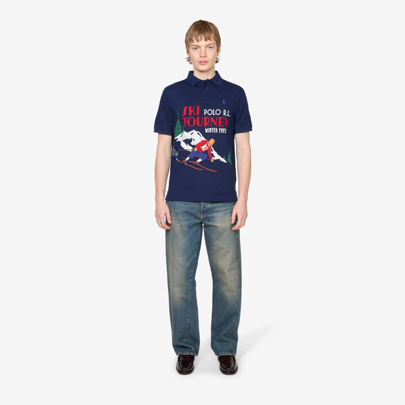 Skier Print Polo Shirt RL Navy Multi Shirts