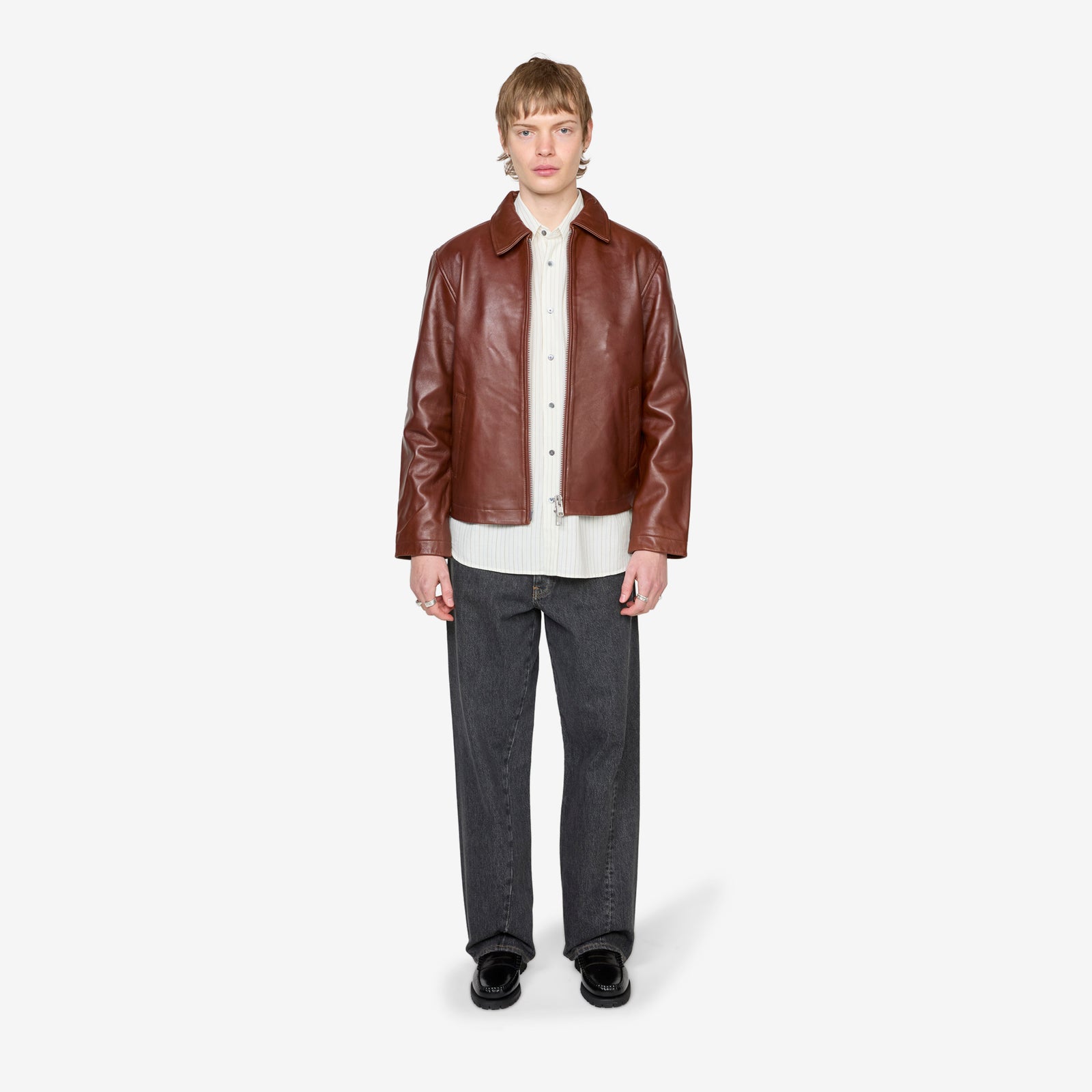 Short Leather Jacket Cognac – Above The Clouds