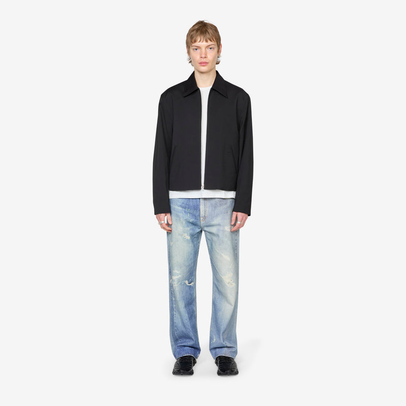 Mini Jacket Black Worsted Wool Jackets