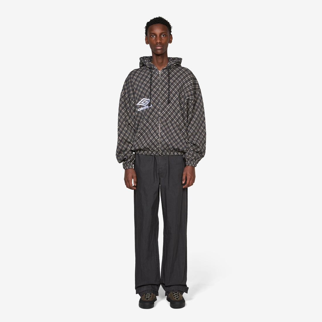 Plaid Masked Hoodie Brown Jumpers