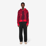 Fluffy Column Chenille Reversible Zip Thru Hoodie Red