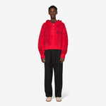 Fluffy Column Chenille Reversible Zip Thru Hoodie Red