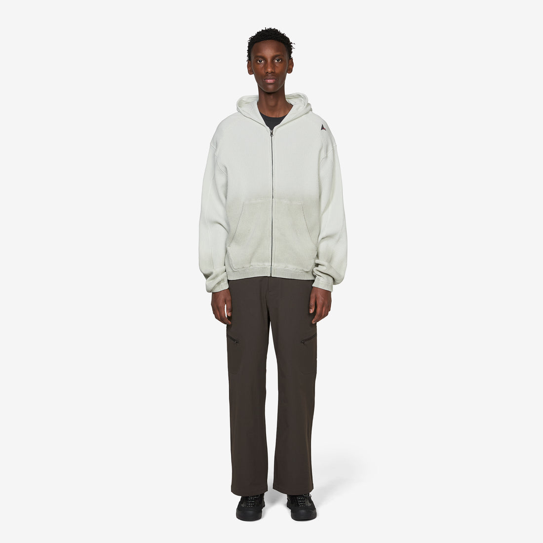 Bee Sun Faded Organic Waffle Zip Up Hoodie Dirty White Jumpers