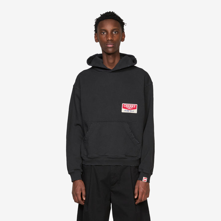 Chevron Pullover Hoodie Vintage Black Front