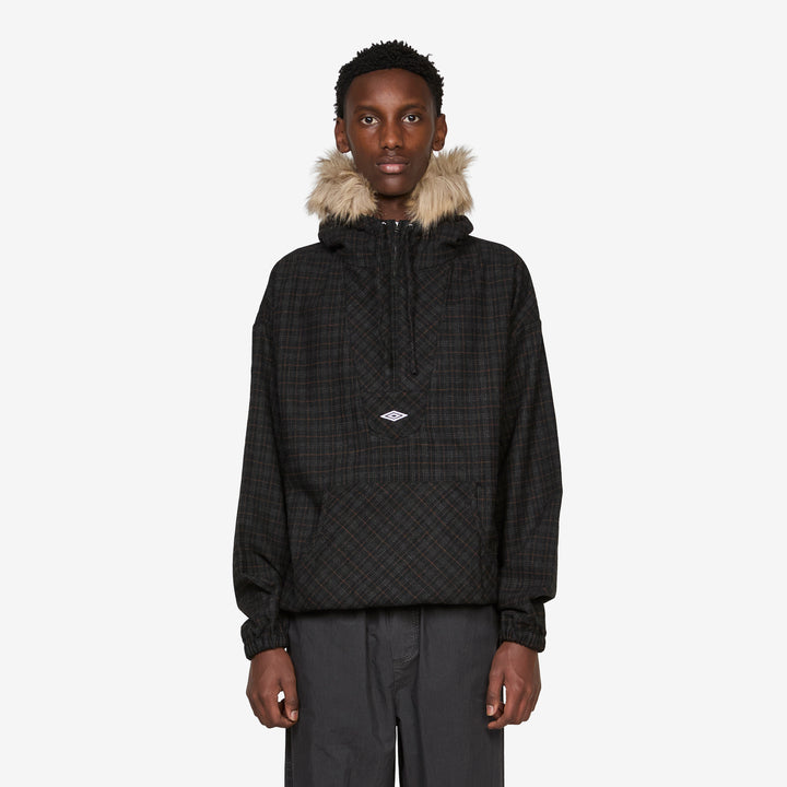 Flannel Fur Anorak Dark Brown Front