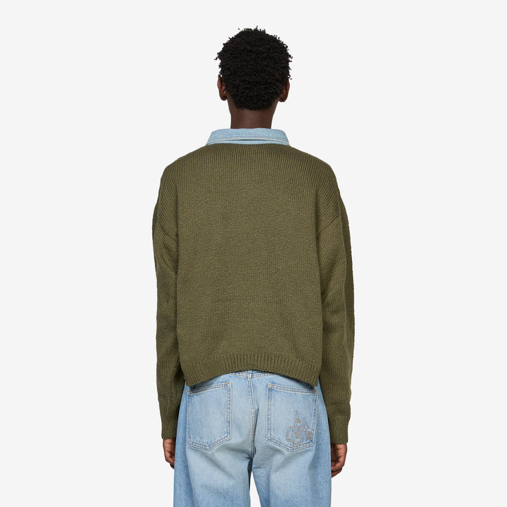 Denim Knit Henley Green