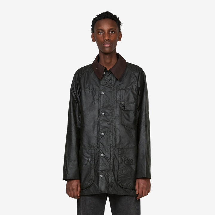 A.P.C. x Beaufort Waxed Jacket Dark Sage Front
