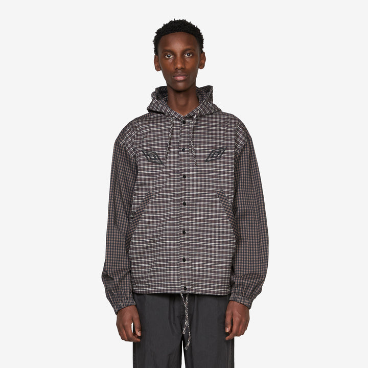 Double Plaid Jacket Dark Brown Front