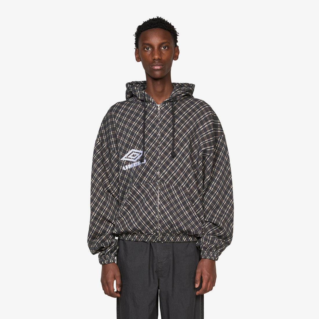Plaid Masked Hoodie Brown Jumpers