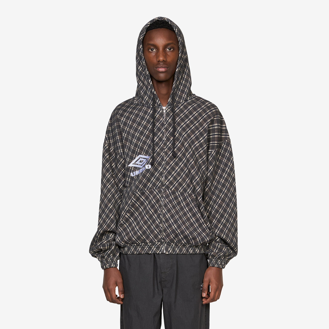 Plaid Masked Hoodie Brown Jumpers
