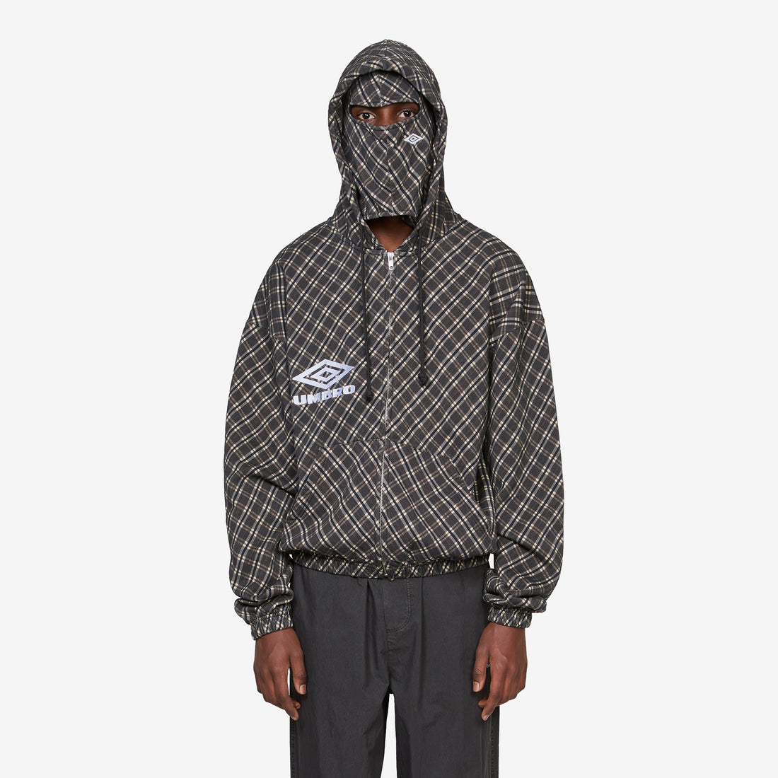 Plaid Masked Hoodie Brown Jumpers