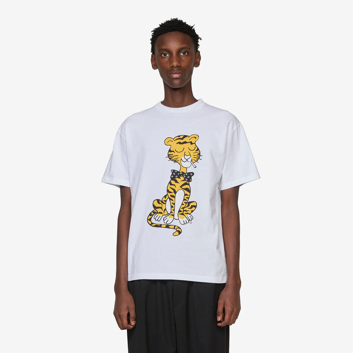 Smoking Tiger T-Shirt White Front