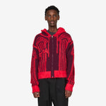 Fluffy Column Chenille Reversible Zip Thru Hoodie Red