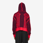 Fluffy Column Chenille Reversible Zip Thru Hoodie Red