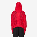 Fluffy Column Chenille Reversible Zip Thru Hoodie Red