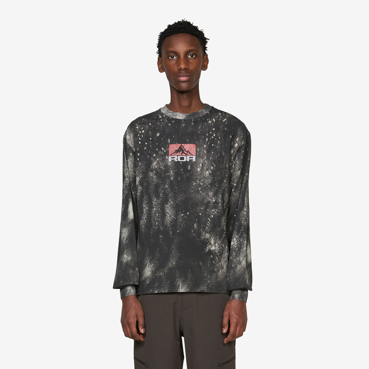 Fuzzy Print Long Sleeve Fuzzy Brown Front