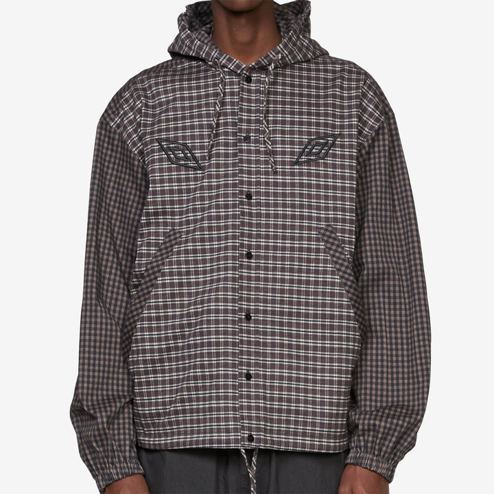 Double Plaid Jacket Dark Brown