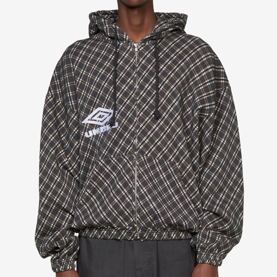 Plaid Masked Hoodie Brown Jumpers