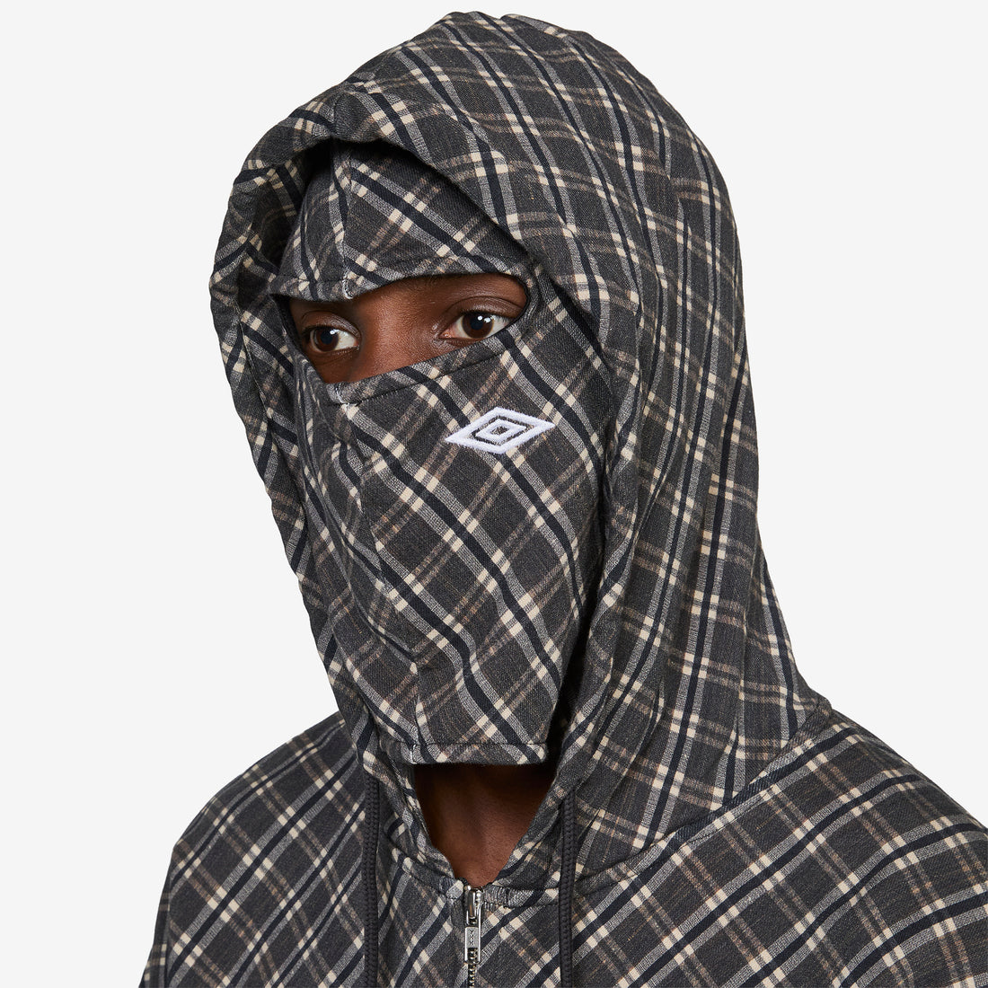 Plaid Masked Hoodie Brown Jumpers