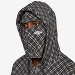 Plaid Masked Hoodie Brown