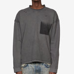 Rolled Neck Longsleeve T-Shirt Destroyed Grey