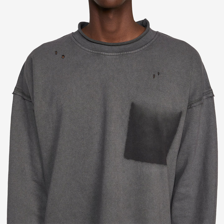 Rolled Neck Longsleeve T-Shirt Destroyed Grey