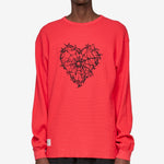 Reversible Barbed Love Temple Waffle Longsleeve T-Shirt Red