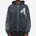 Premium Aged Cherub Column Zip Hoodie Black