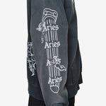 Premium Aged Cherub Column Zip Hoodie Black