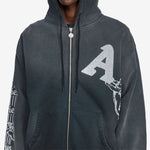 Premium Aged Cherub Column Zip Hoodie Black