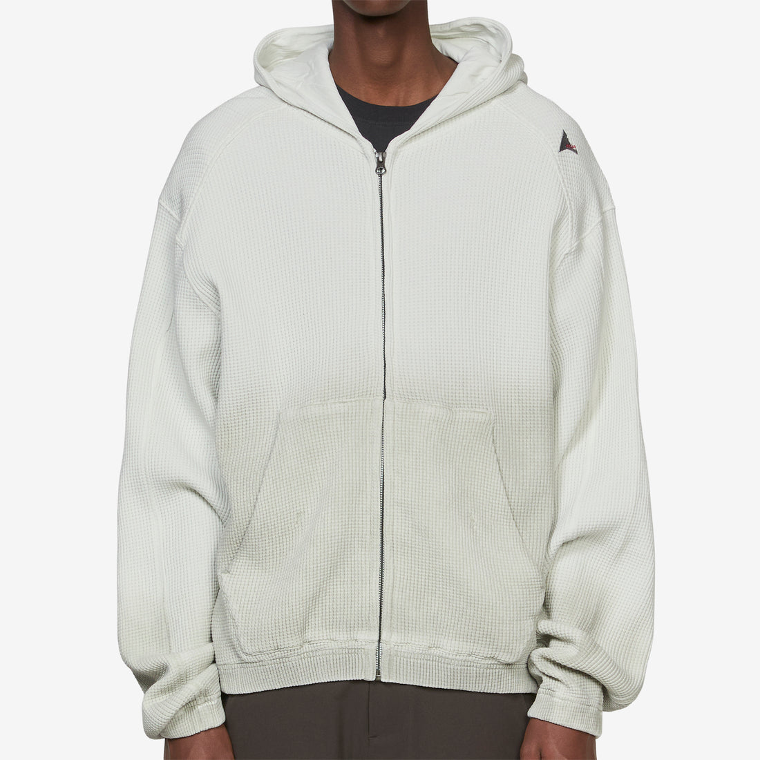 Bee Sun Faded Organic Waffle Zip Up Hoodie Dirty White Jumpers