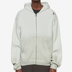 Bee Sun Faded Organic Waffle Zip Up Hoodie Dirty White