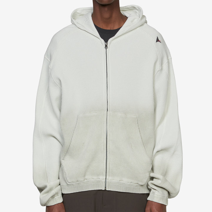 Bee Sun Faded Organic Waffle Zip Up Hoodie Dirty White
