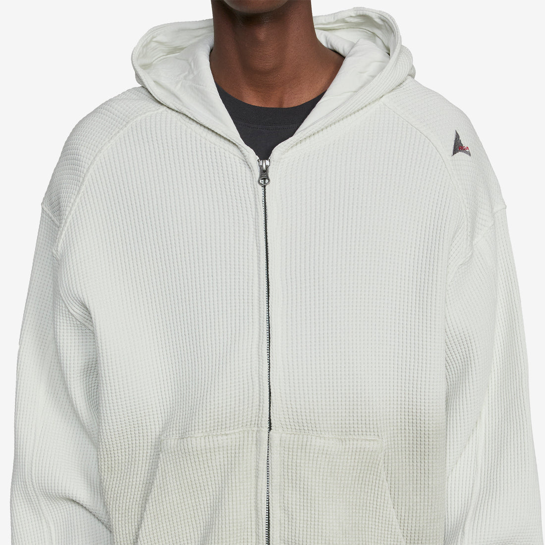 Bee Sun Faded Organic Waffle Zip Up Hoodie Dirty White Jumpers